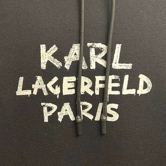 Karl Lagerfeld Paris Mens Colour Block Solid Pullover Hoodie Black US Size M - Picture 4 of 10